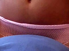 pretty brunette jenny welch rides in pink fishnet pantyhose