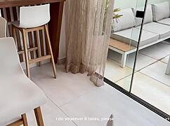 Pizza delivery slut gets fucked hard by customer to keep her job roleplay