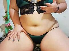 teasing femdom in thong heels gives humiliating joi handjob