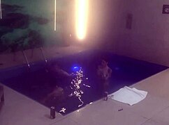 Friends dive into motel pool threesome bareback action part two