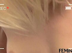 Blonde stepmom dives into stepdaughter's pussy with licks fingering and scissoring in 4k lesbian threesome
