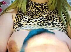 teasing femdom in thong heels gives humiliating joi handjob