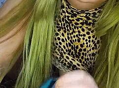 teasing femdom in thong heels gives humiliating joi handjob