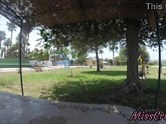 naked park flash teases stepdad's cock as strangers stare