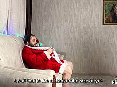 stepmom joins stepson on christmas couch for taboo blowjob creampie sharing