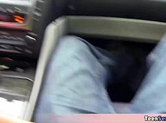 Extra small teen Joseline sucks cock outdoors