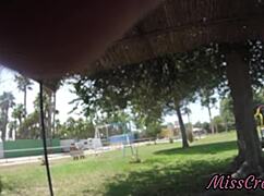 naked park flash teases stepdad's cock as strangers stare