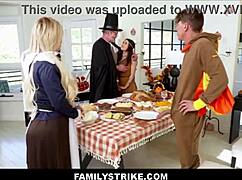 familystrike thanksgiving: stepmom chanel camryn squirts in family orgy frenzy with stepdad steps