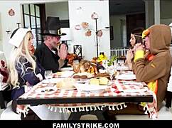 familystrike thanksgiving: stepmom chanel camryn squirts in family orgy frenzy with stepdad steps