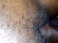 curvy ebony housewife spreads tight pussy on bed for first time creampie fuck