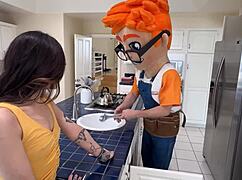 athletic sage hunter handles porndude's thick pipe-clearing drill