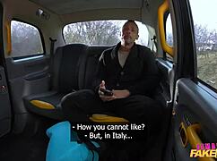 Cherry Candle redhead fake taxi driver gets wet pussy pounded by muscular bodybuilder in hardcore car sex