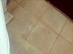 Redhead teen catches cousin jerking off in shower and spreads for him.