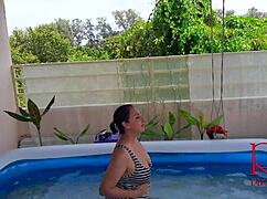 Regina Noir pauses breath underwater for rough pool domination and fucking