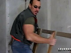 Frank Gun joins the blonde big-tits babe for car threesome pounding