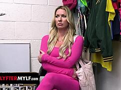 desperate yoga teacher shoplifts caught fucked by owner on tape