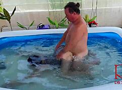 Regina Noir pauses breath underwater for rough pool domination and fucking