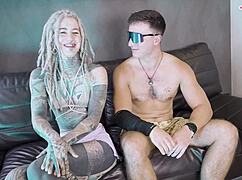tattooed skinny goth teen rides monster cock anal to mouth cumshot facial