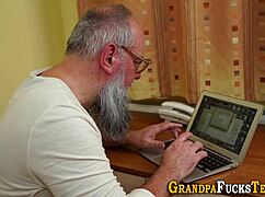 wanna see this slutty teen suck old man's cock hard?