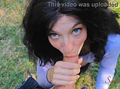 Curvy lost influencer bends over sucks big cock creampies in forest