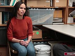 ever wonder what caught latina shoplifter faces in private store room?