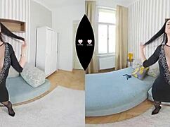 lusterality brunette huge dildo fucks stockings heels vrporn