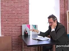 classy bookworm surrenders to older instructor's deep seduction