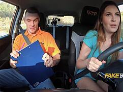 italian slut convinces dmv guy with backseat blowjob and fuck