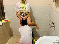 holi bhabhi bent over big ass fucked doggy in open dirty indian moaning sex