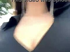 big boobed stepmother milf struts outside showing natural tits in homemade public tease