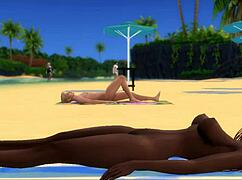 Blonde Stud Rams Big Black Cock Deep in Mulata Ass on Beach