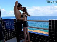 hey cutie wanna see cute italian brunette flash huge tits on ocean balcony then fuck