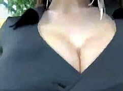 big boobed stepmother milf struts outside showing natural tits in homemade public tease