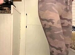 Tiny skinny amateur teen small tits rides huge dildo thicker than arm deep pussy orgasms leaks cum used panties