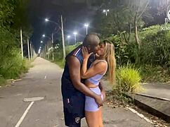 damn, wife cheats on hubby in street after car runs outta gas... cuck hugs the bull