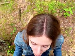i fucked at home then walked out to deepthroat gag and swallow his cum outdoors with my neighbor