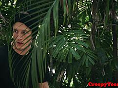 Bound Girl Next Door Teen Hardfucked Bent Over in Outdoor Bondage