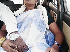 Indian bhabi flashes tits in car with steamy telugu dirty talk