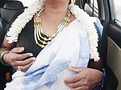 Indian bhabi flashes tits in car with steamy telugu dirty talk