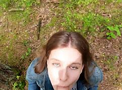 i fucked at home then walked out to deepthroat gag and swallow his cum outdoors with my neighbor