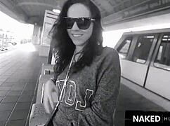 stranger white slut deepthroats my big black cock at public train station!