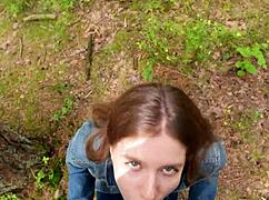 i fucked at home then walked out to deepthroat gag and swallow his cum outdoors with my neighbor