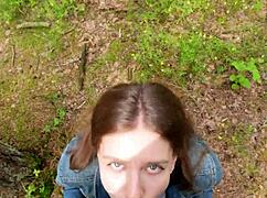 i fucked at home then walked out to deepthroat gag and swallow his cum outdoors with my neighbor