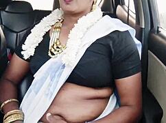 Indian bhabi flashes tits in car with steamy telugu dirty talk