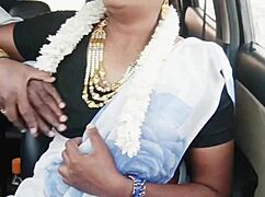 Indian bhabi flashes tits in car with steamy telugu dirty talk