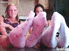 she peels off those sticky socks then laps up every drop in cum eating feet fetish guide