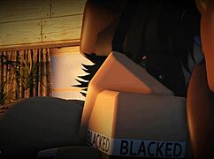 kirara gags slobbering on massive fat black cock in wild roblox hentai game
