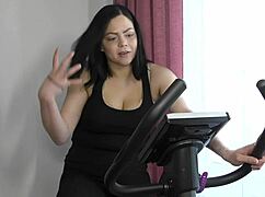 Ugh, post-pregnancy bike workout... my boobs and nipples bounce like crazy playing around