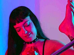 Bound Slave Sucks Latina Goddess Toes in Heels and Nylon