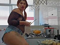 Shorts Stuffed Deep in Ass During Live Fuck!